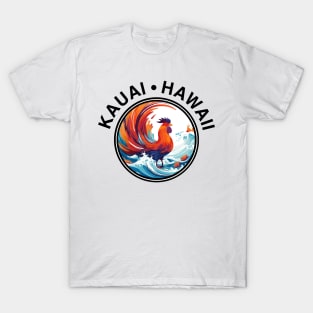 Kauai Hawaii - Rooster (with Black Lettering) T-Shirt